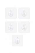 Transparent Adhesive Wall Hooks – Pack of 5