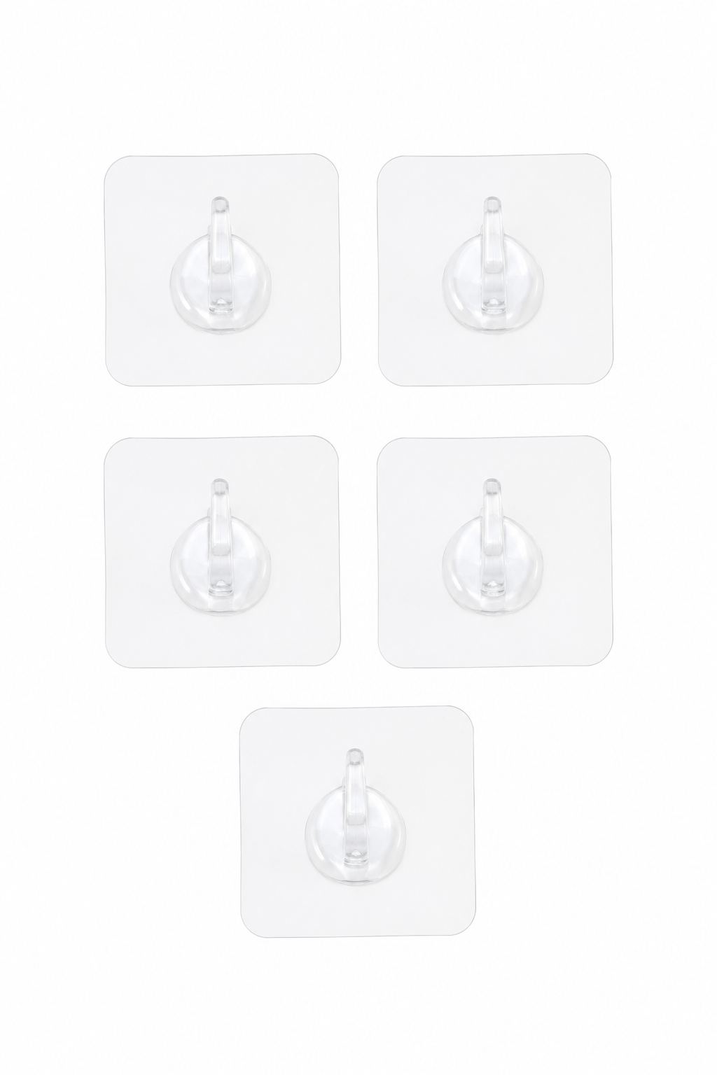 Transparent Adhesive Wall Hooks – Pack of 5