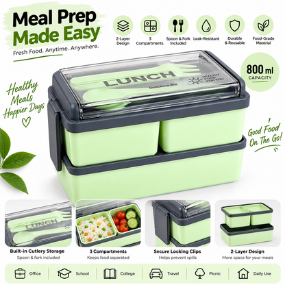 Lievon 800ml 2-Layer Bento Lunch Box