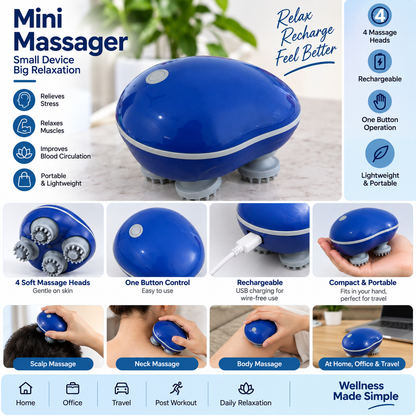 Lievon Mini Electric Scalp & Body Massager (Multiple Colours)