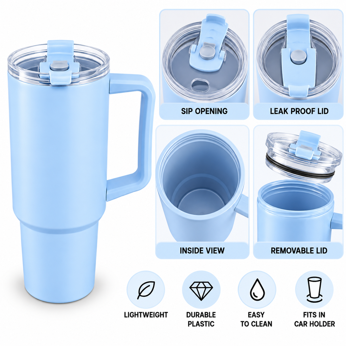 Lievon 1200ml Premium Plastic Tumbler (Multiple Colours)